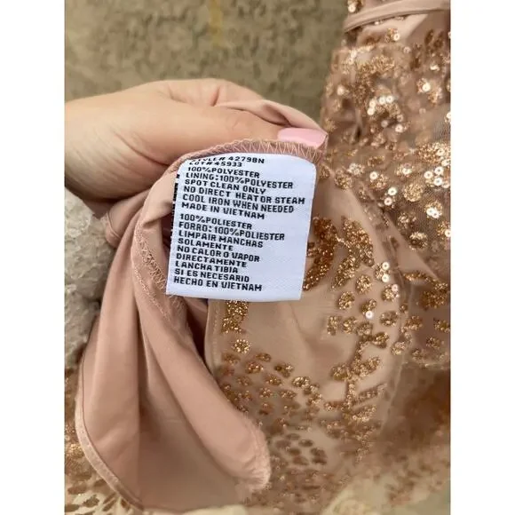 Blondie Nites Glitter Illusion Lace Corset Lace Up Back Dress ~ Juniors 5 - Picture 8 of 9